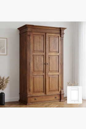 Garderobenschrank Kiefernholz massiv braun Patina